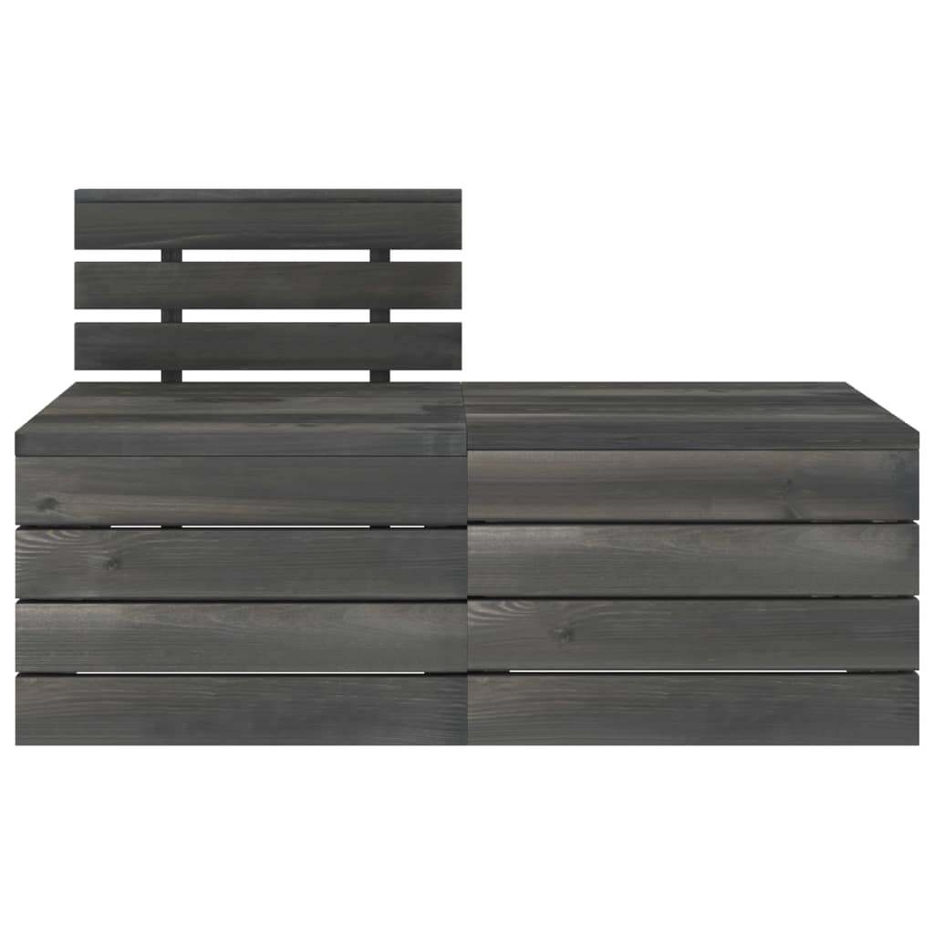 2 Piece Garden Pallet Lounge Set Solid Pinewood Dark Grey