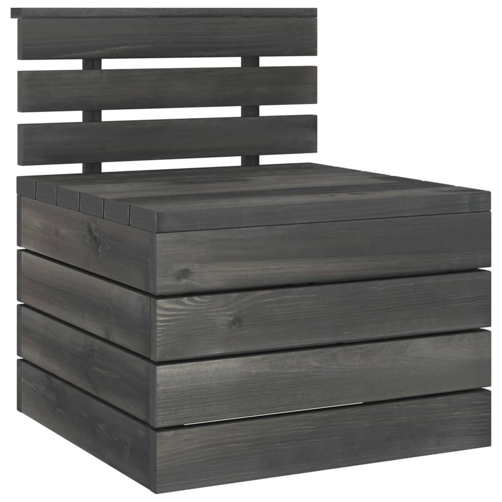 2 Piece Garden Pallet Lounge Set Solid Pinewood Dark Grey