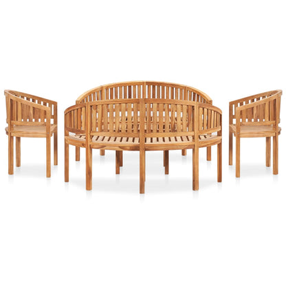 5 Piece Banana Garden Lounge Set Solid Teak Wood