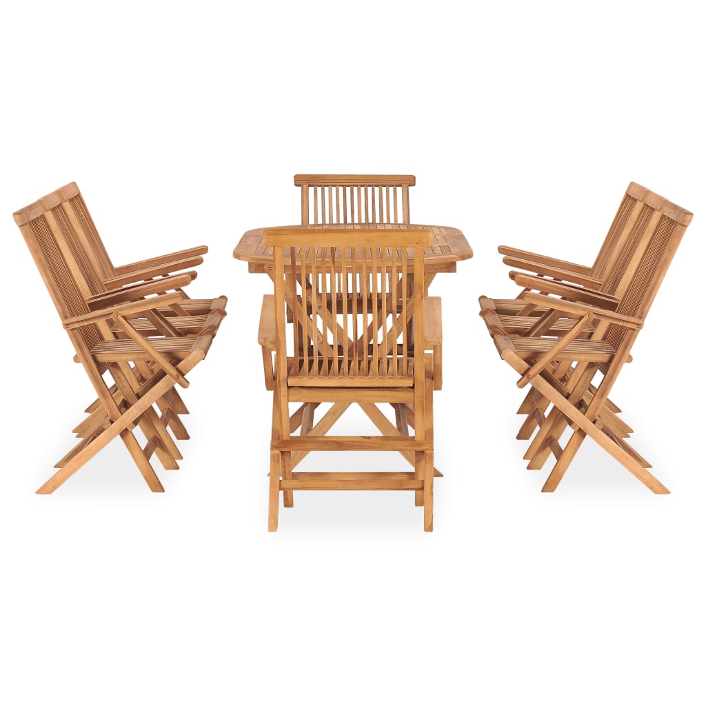 9 Piece Folding Outdoor Dining Set Solid Teak Wood