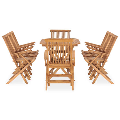 9 Piece Folding Outdoor Dining Set Solid Teak Wood