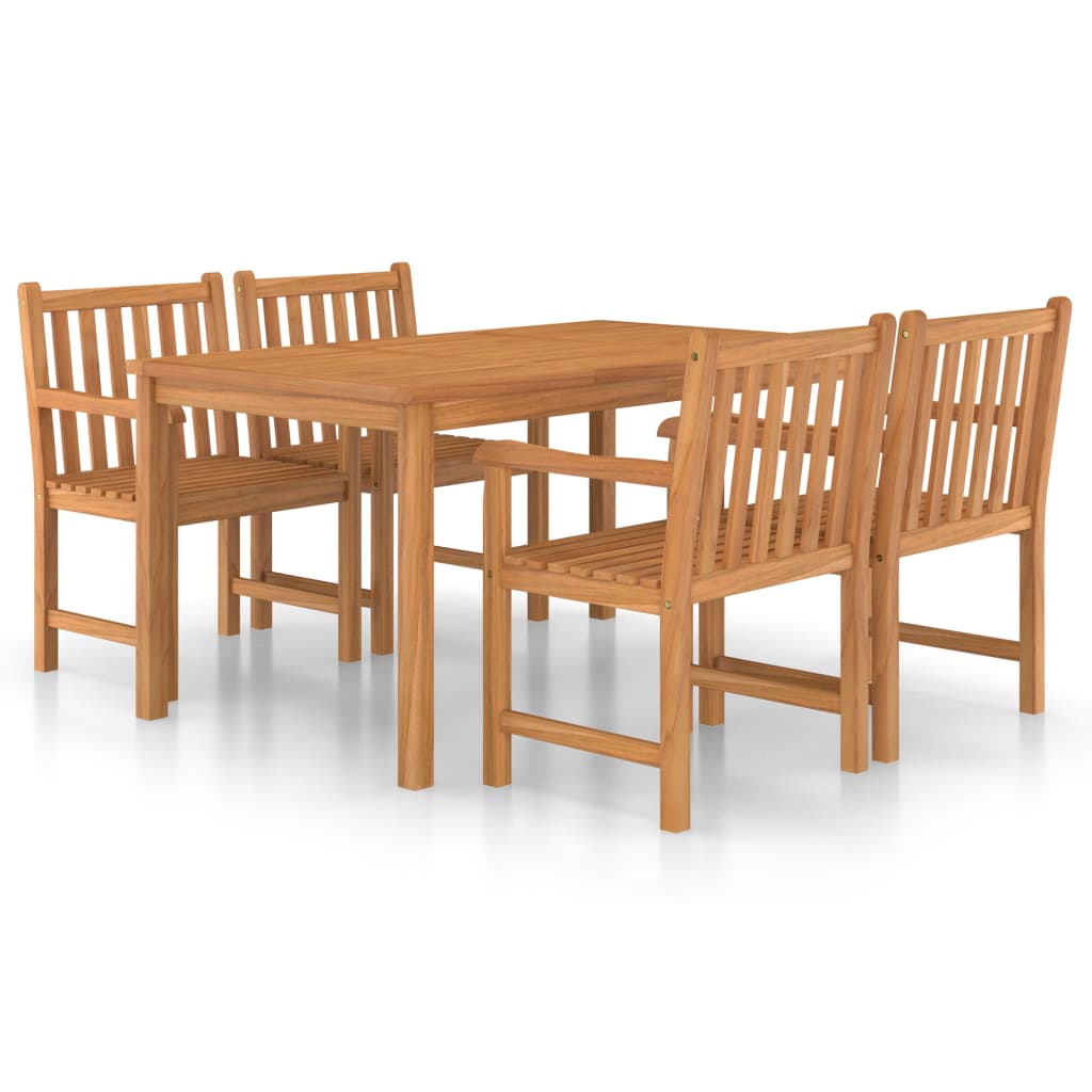 5 Piece Garden Dining Set Solid Teak Wood