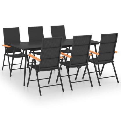 7 Piece Garden Dining Set Black and Brown