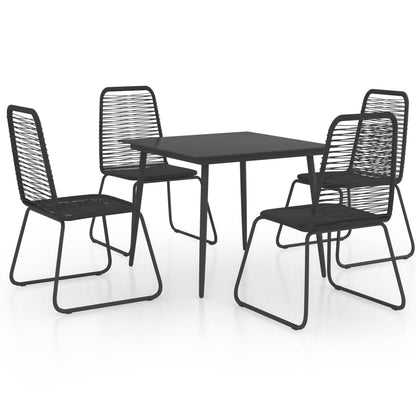 5 Piece Garden Dining Set PVC Rattan Black