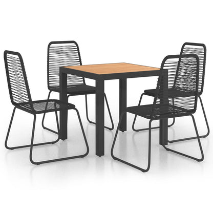 5 Piece Garden Dining Set PVC Rattan Black and Brown