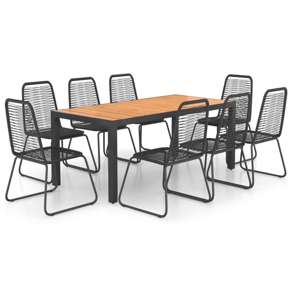 9 Piece Garden Dining Set PVC Rattan Black and Brown