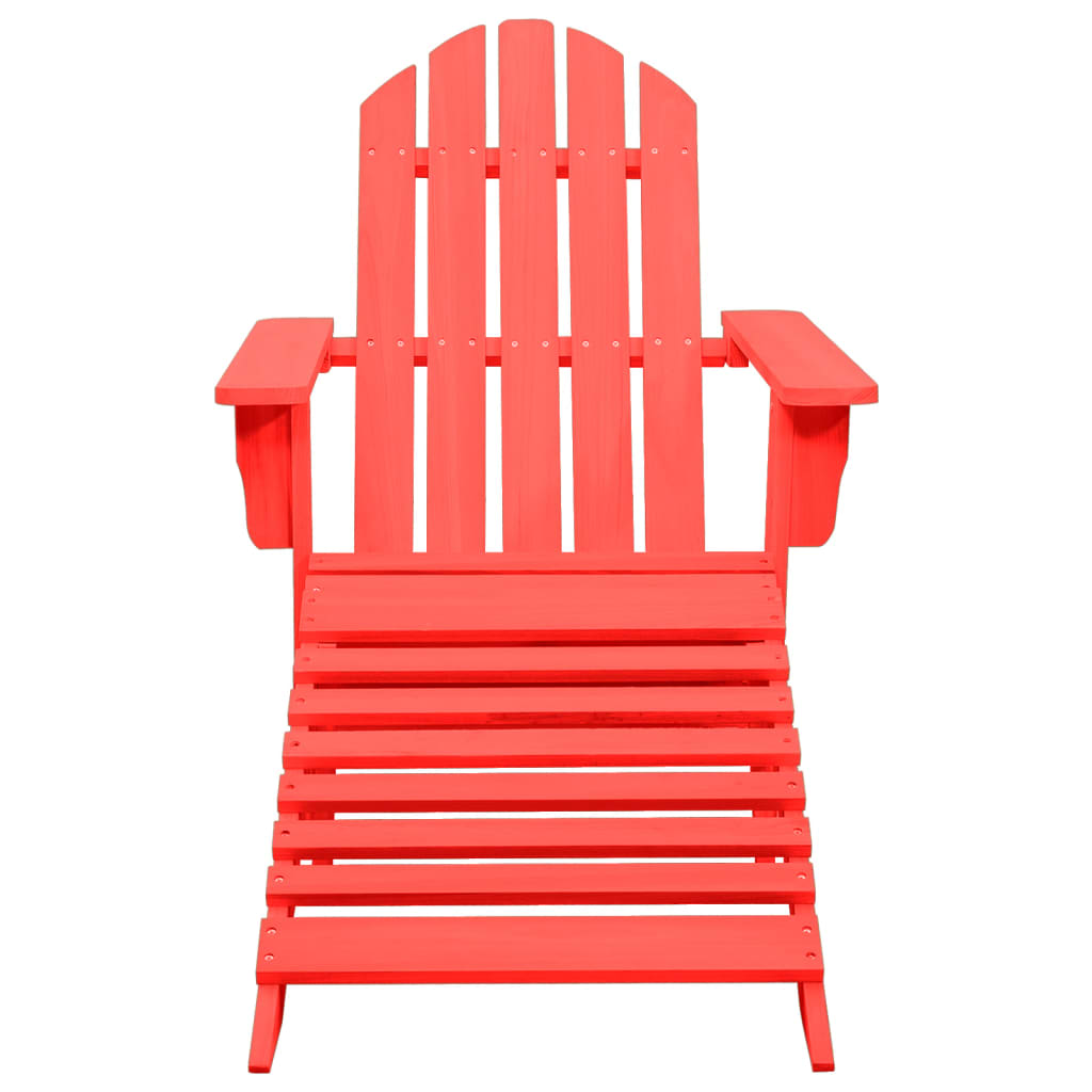 Garden Adirondack Chair with Ottoman Solid Fir Wood Red