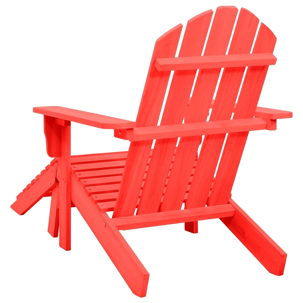 Garden Adirondack Chair with Ottoman Solid Fir Wood Red