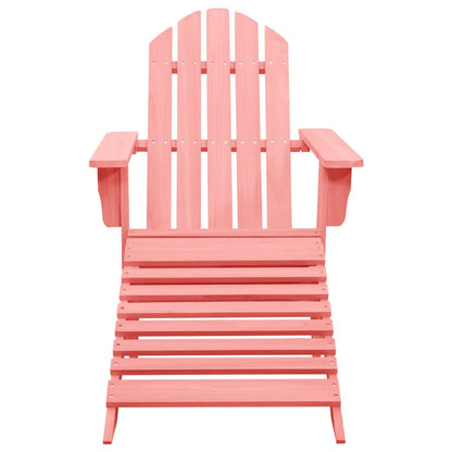 Garden Adirondack Chair with Ottoman Solid Fir Wood Pink