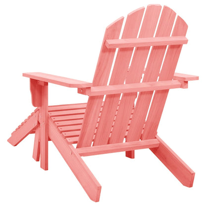 Garden Adirondack Chair with Ottoman Solid Fir Wood Pink