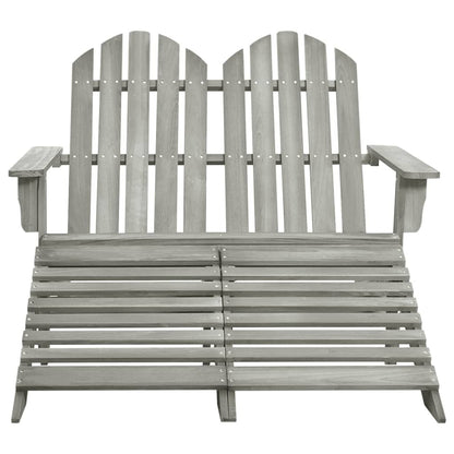 2-Seater Garden Adirondack Chair&Ottoman Fir Wood Grey