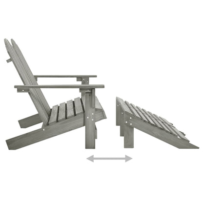 2-Seater Garden Adirondack Chair&Ottoman Fir Wood Grey