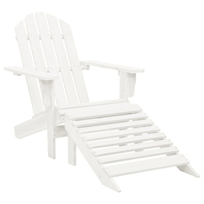 Garden Adirondack Chair with Ottoman&Table Solid Fir Wood White