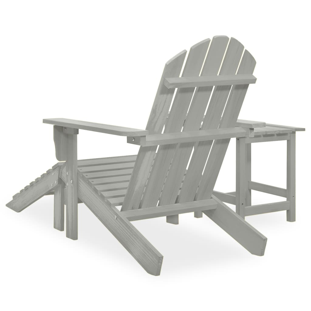 Garden Adirondack Chair with Ottoman&Table Solid Fir Wood Grey