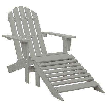 Garden Adirondack Chair with Ottoman&Table Solid Fir Wood Grey