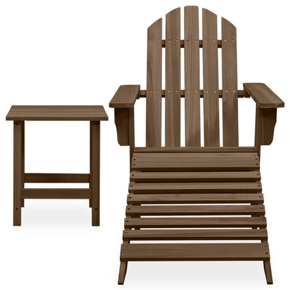 Garden Adirondack Chair with Ottoman&Table Solid Fir Wood Brown