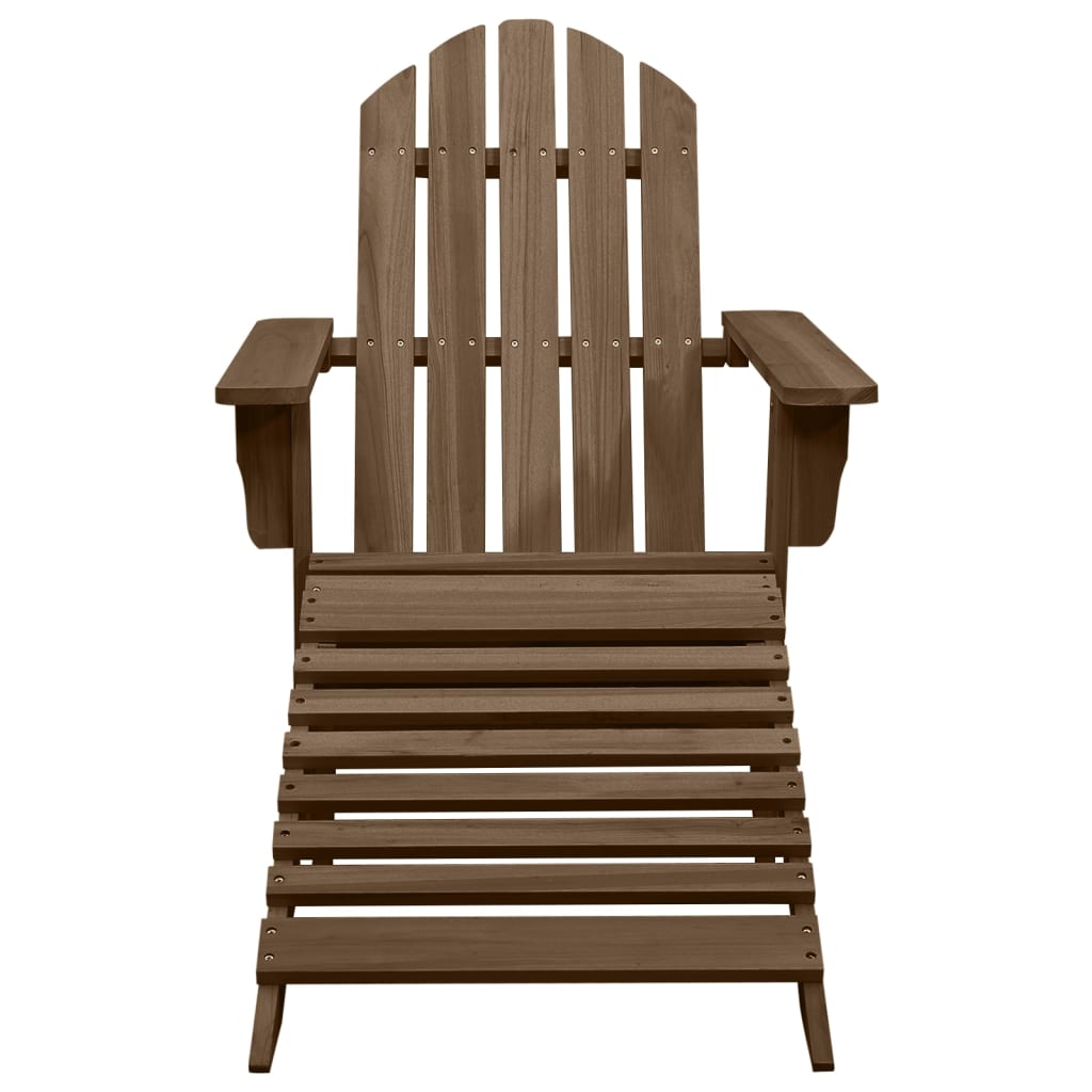 Garden Adirondack Chair with Ottoman&Table Solid Fir Wood Brown