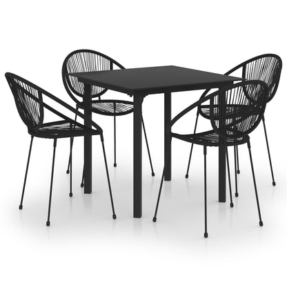 5 Piece Outdoor Dining Set PVC Rattan Black