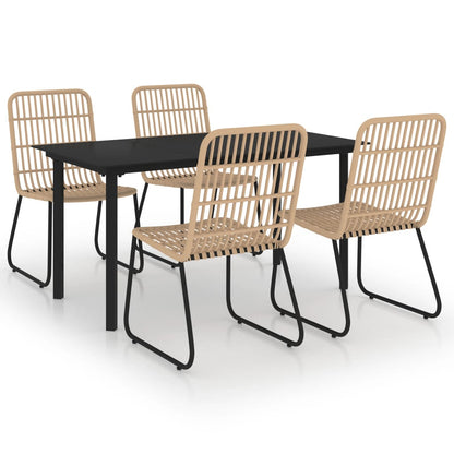 5 Piece Outdoor Dining Set Poly Rattan and Glass