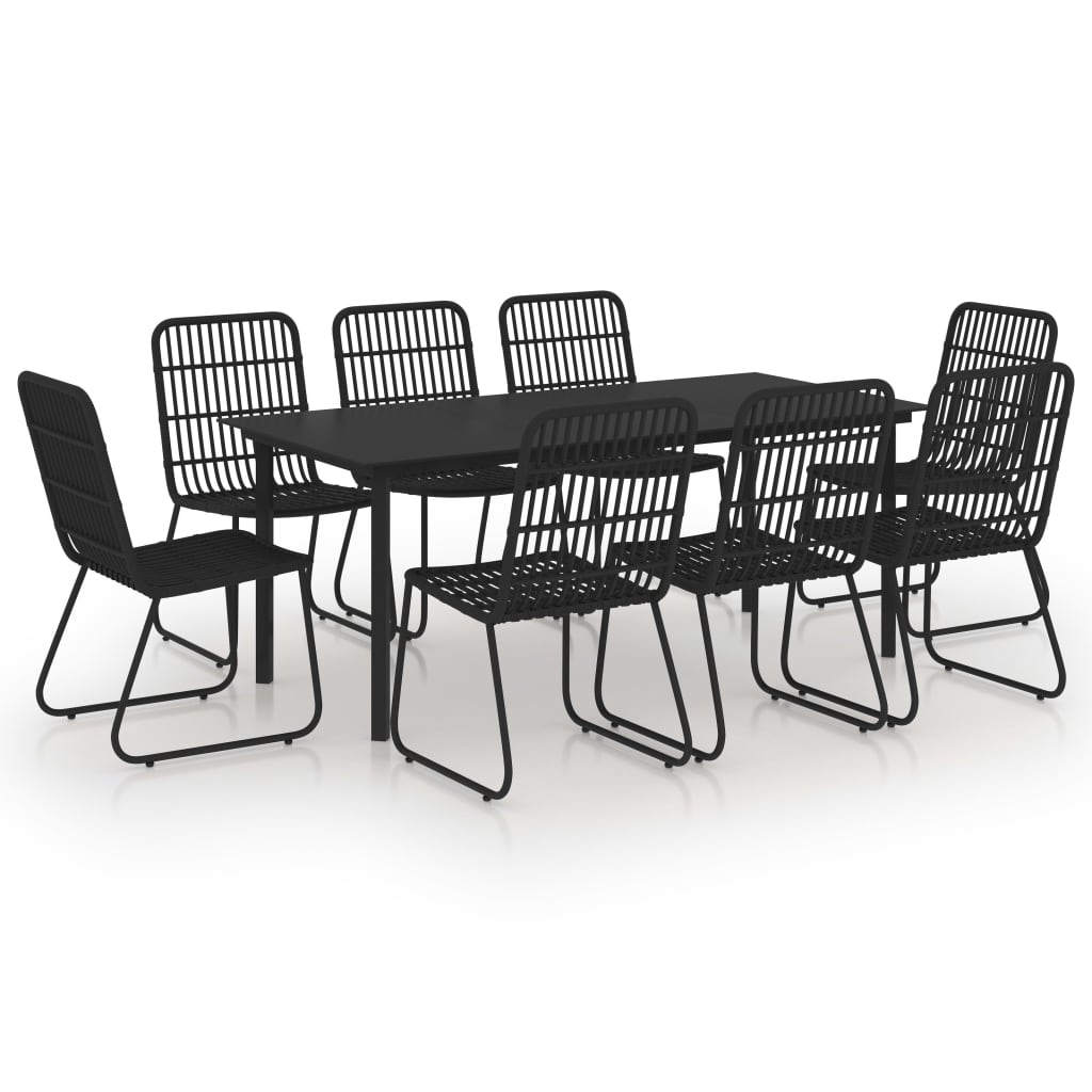 9 Piece Outdoor Dining Set Poly Rattan and Glass