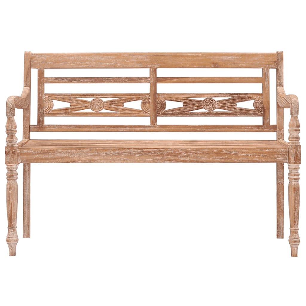 Batavia Bench 120 cm White Wash Solid Teak Wood