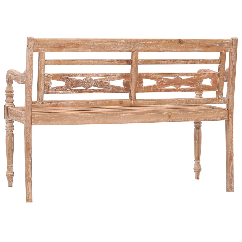 Batavia Bench 120 cm White Wash Solid Teak Wood