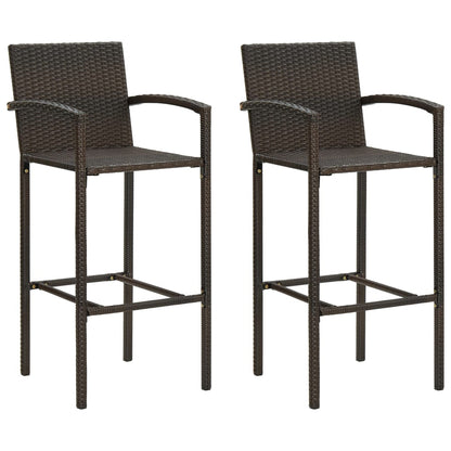 3 Piece Outdoor Bar Set with Armrest Poly Rattan Brown