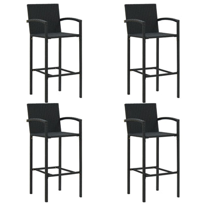 5 Piece Outdoor Bar Set with Armrest Poly Rattan Black