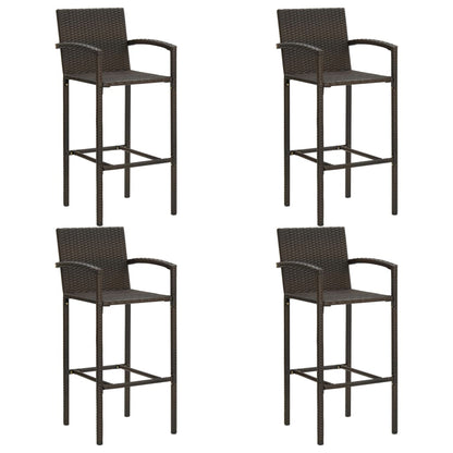 5 Piece Garden Bar Set Poly Rattan Brown