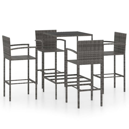 5 Piece Garden Bar Set Poly Rattan Grey