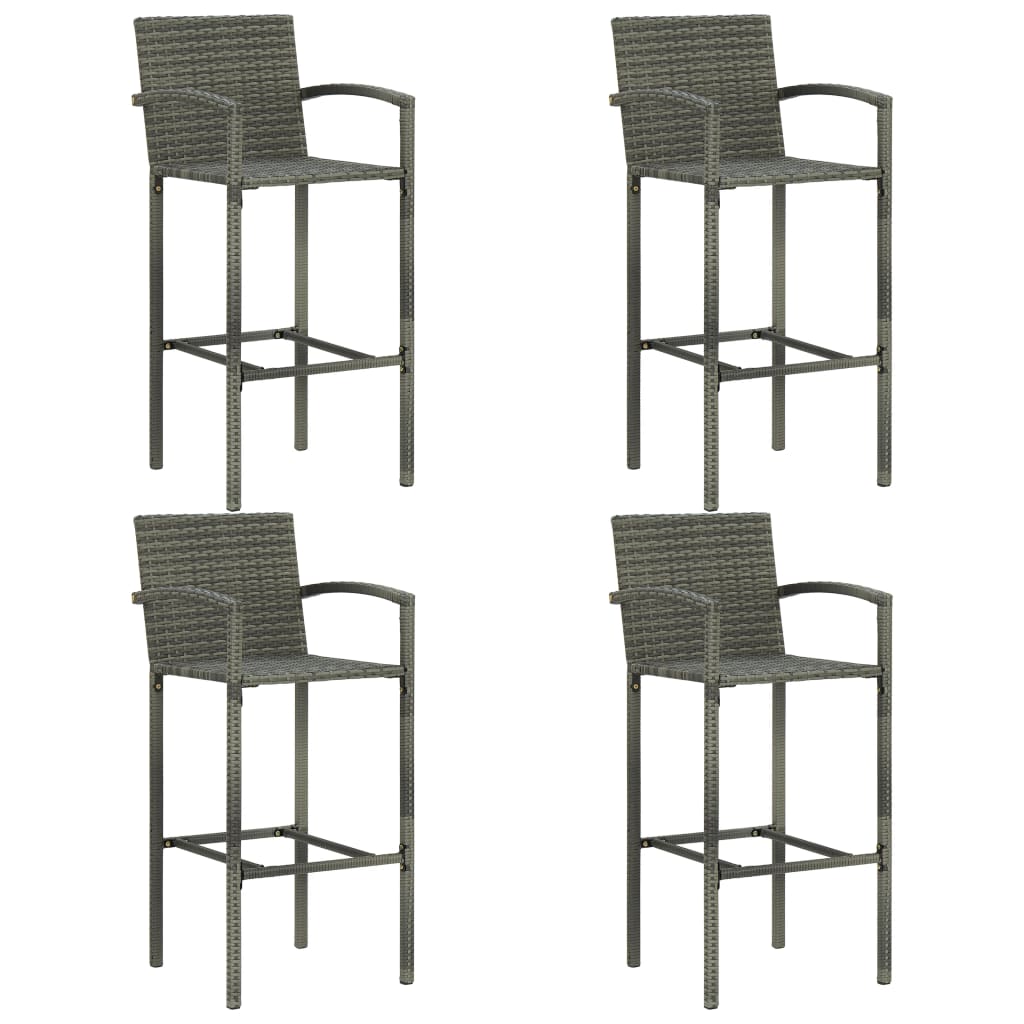 5 Piece Garden Bar Set Poly Rattan Grey