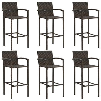 7 Piece Garden Bar Set Poly Rattan Brown