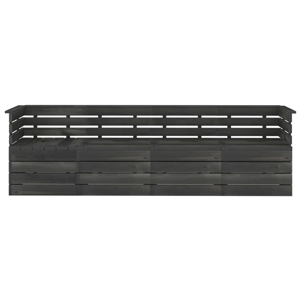 Garden 4-Seater Pallet Sofa Dark Grey Solid Pinewood