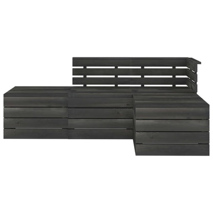 4 Piece Garden Pallet Lounge Set Solid Pinewood Dark Grey