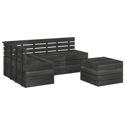 5 Piece Garden Pallet Lounge Set Solid Pinewood Dark Grey