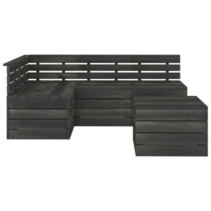 5 Piece Garden Pallet Lounge Set Solid Pinewood Dark Grey