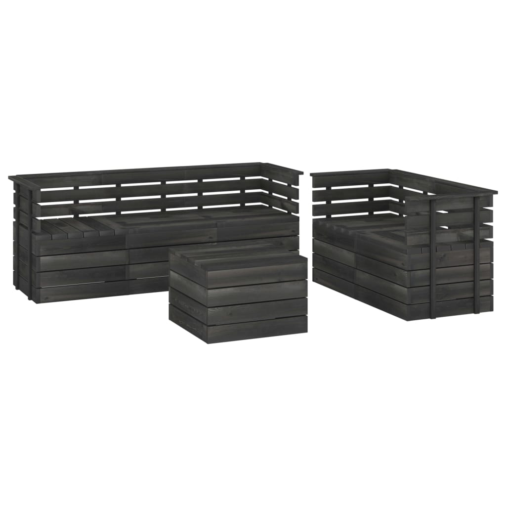 6 Piece Garden Pallet Lounge Set Solid Pinewood Dark Grey