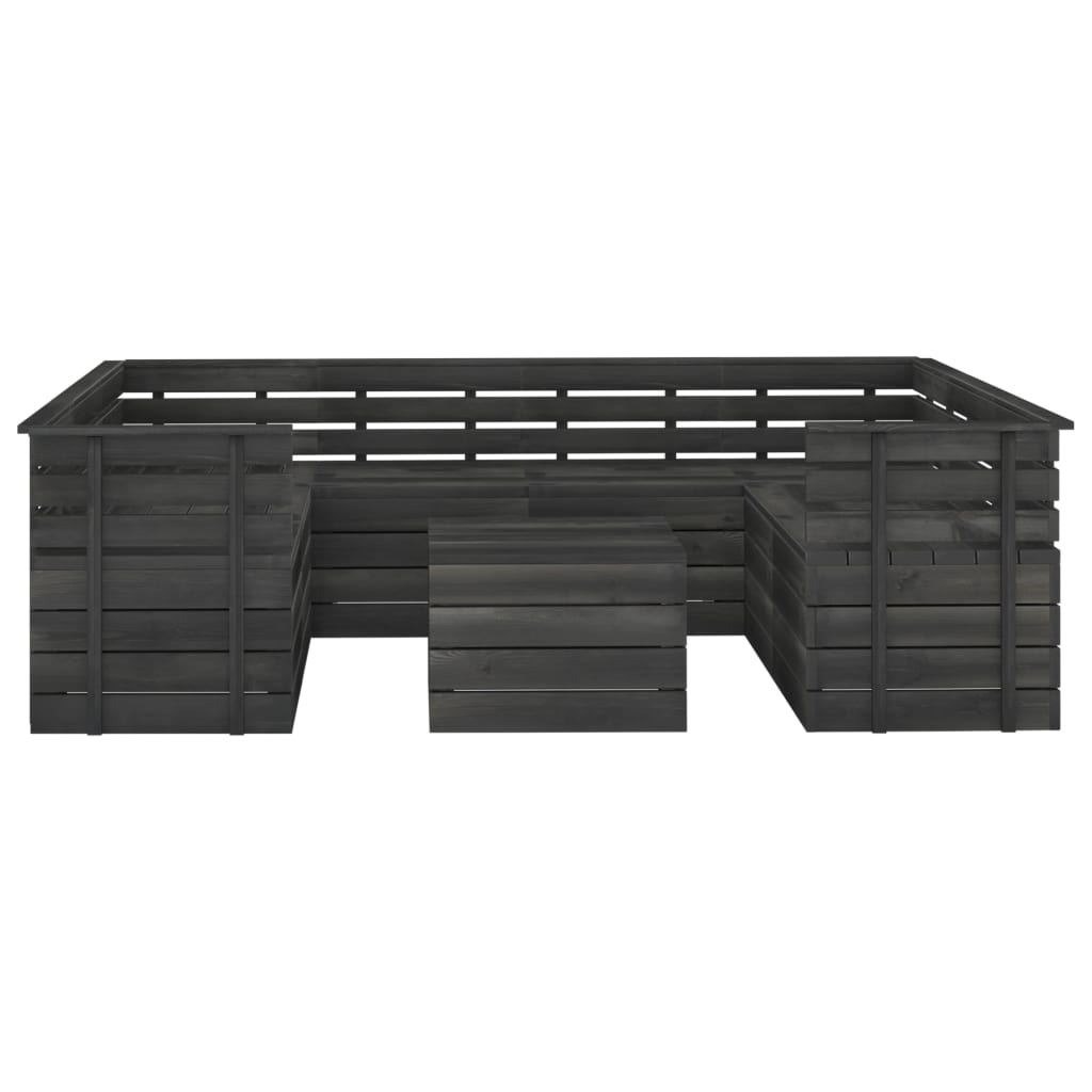 9 Piece Garden Pallet Lounge Set Solid Pinewood Dark Grey