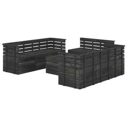 9 Piece Garden Pallet Lounge Set Solid Pinewood Dark Grey