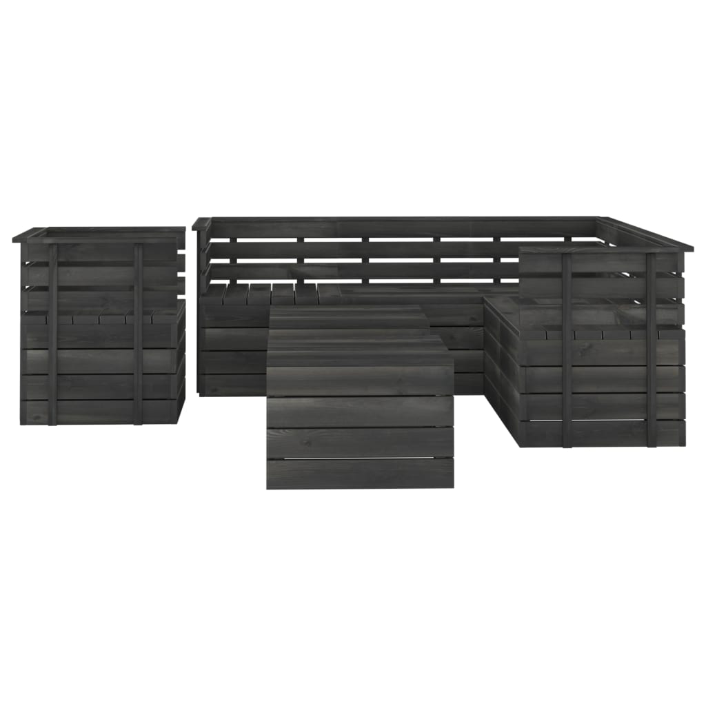 8 Piece Garden Pallet Lounge Set Solid Pinewood Dark Grey