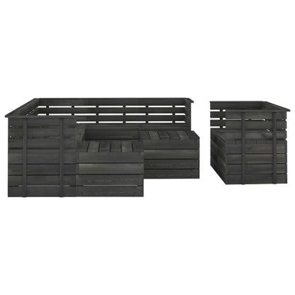 10 Piece Garden Pallet Lounge Set Solid Pinewood Dark Grey