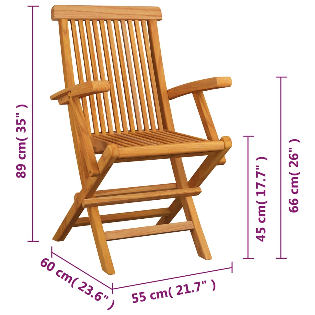 Folding Garden Chairs 4 pcs Solid Teak Wood