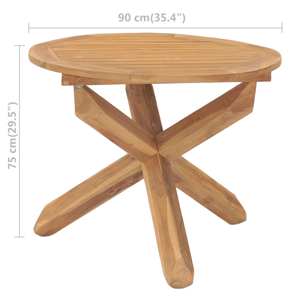 Garden Dining Table Ã˜90x75 cm Solid Teak Wood