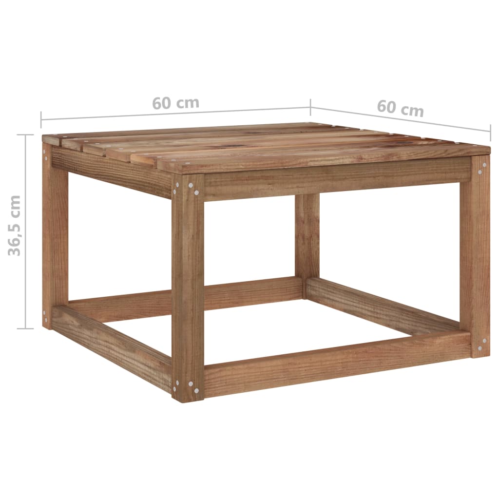 Garden Pallet Table Brown 60x60x36.5 cm Impregnated Pine Wood