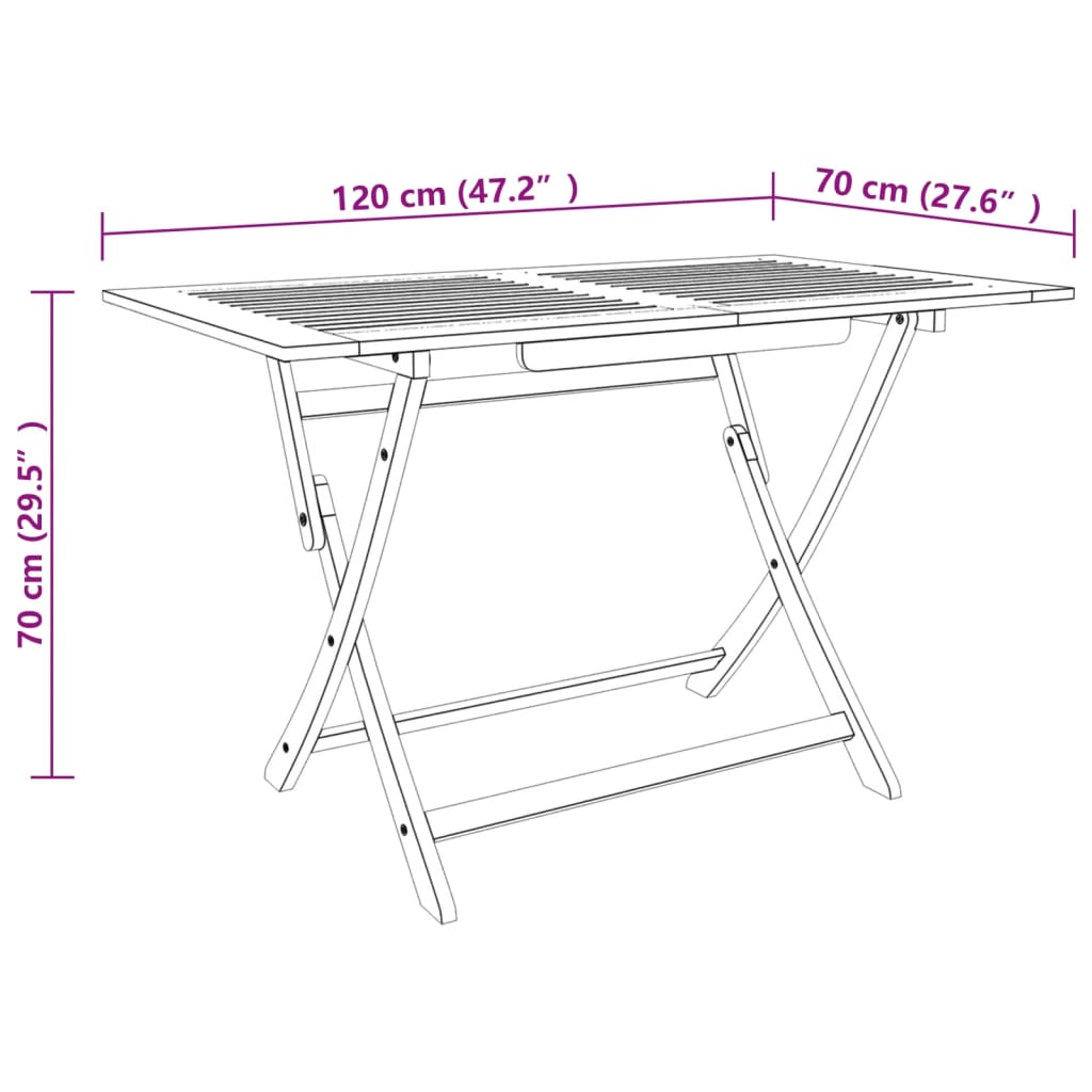 Folding Garden Table 120x70x75 cm Solid Eucalyptus Wood