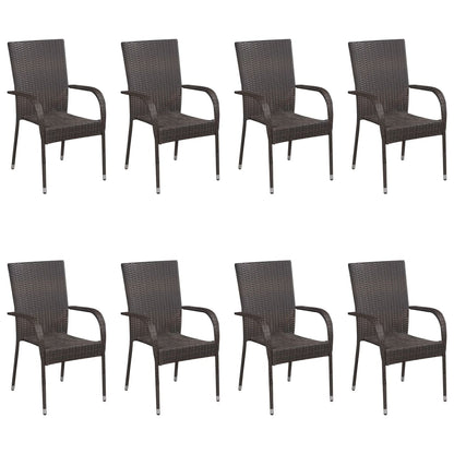 9 Piece Garden Dining Set Brown