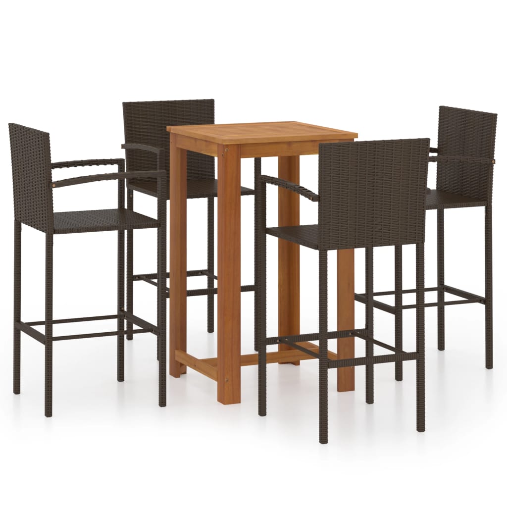 5 Piece Garden Bar Set Brown