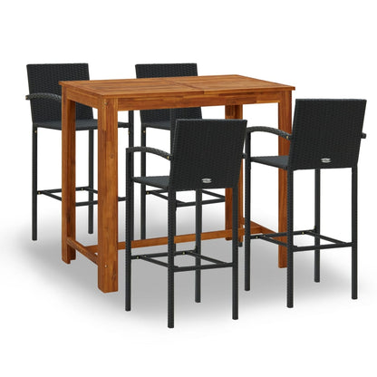 5 Piece Garden Bar Set Black