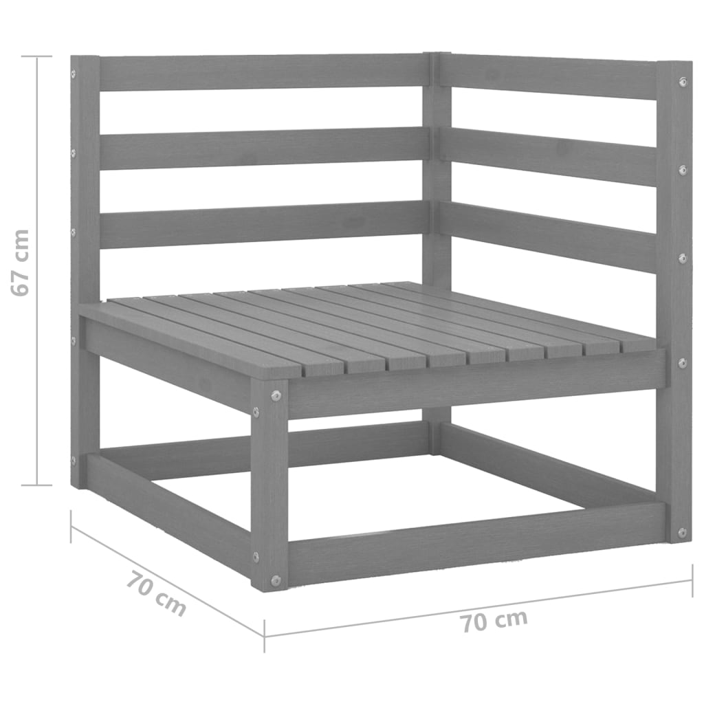 Garden Corner Sofa Grey Solid Wood Pine