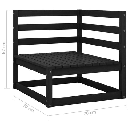 Garden Corner Sofa Black Solid Wood Pine